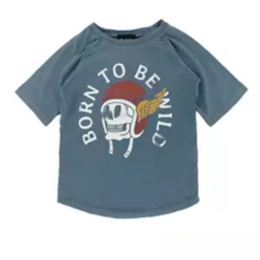Tiny Whales Born To Be Wild Gray Tee Biker Theme - New {12/14}